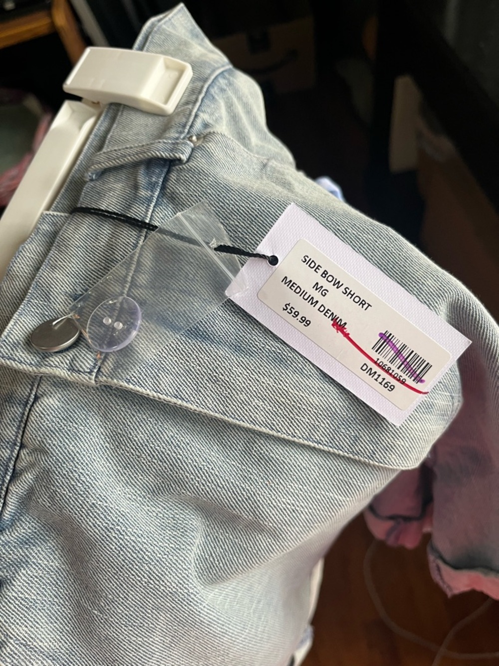 NWT Light Blue Denim Shorts with Side Tie Detail - Picture 11 of 13